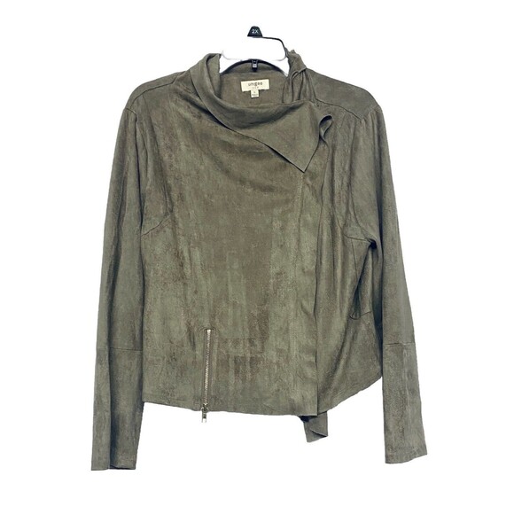 Umgee Asymmetrical Zip Up Jacket Blazer Taupe Moto Soft Faux Suede Zip Detail S - Picture 1 of 5